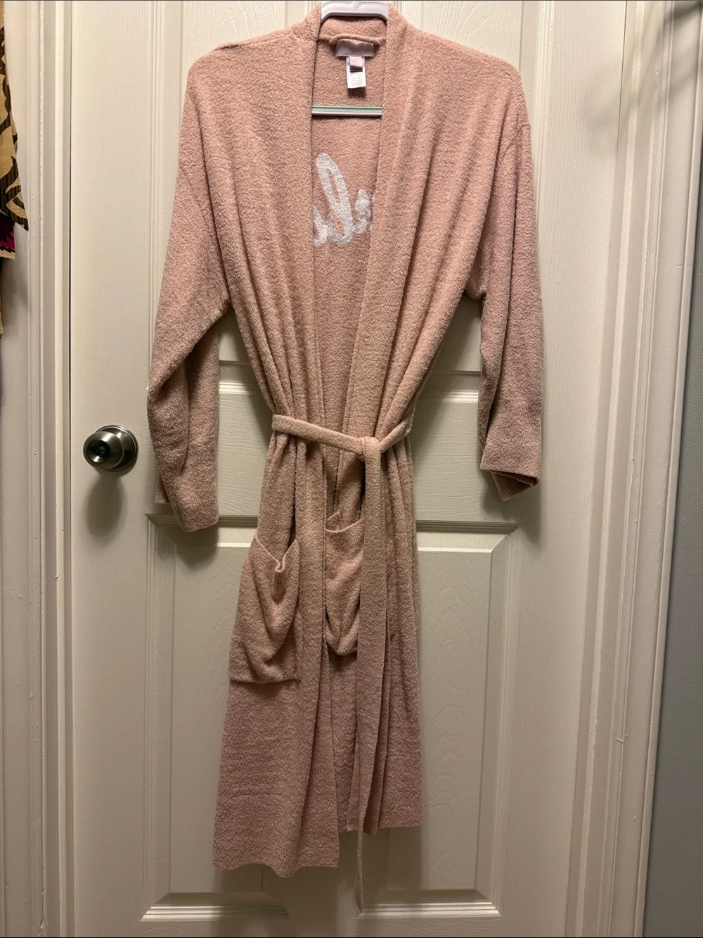 Barbie Pink Terry Cloth Robe with White Logo - Picture 4 of 7